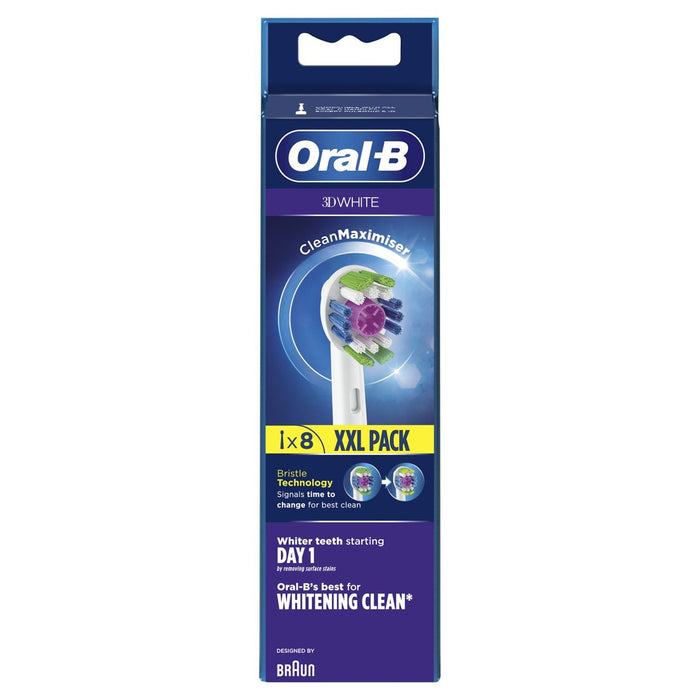Têtes de brosse à dents blanches orales-b 3D 8 par paquet