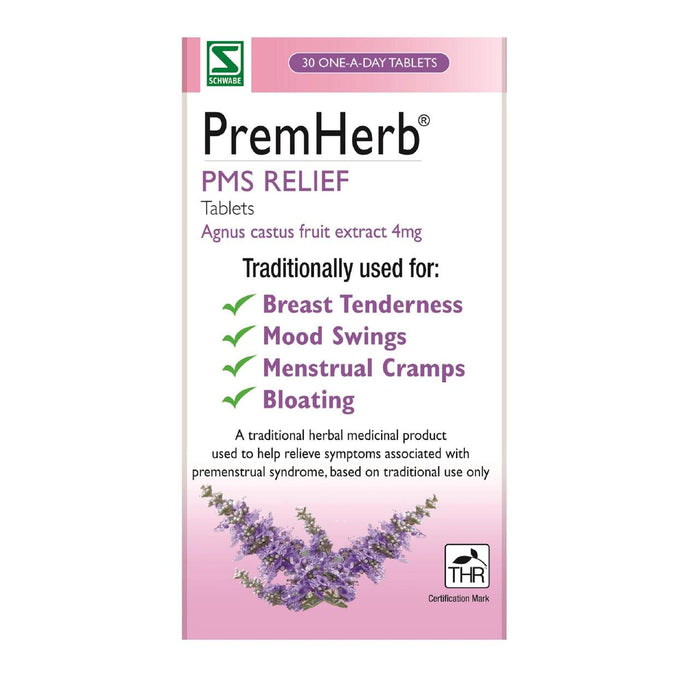 Premherb PMS Relief Agnus Castus Tabletas de extracto de frutas 4 mg 30 por paquete