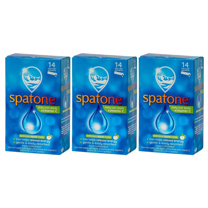 Spatone Apple Daily Iron Shots Sachets 42 يومًا، 14 لكل علبة