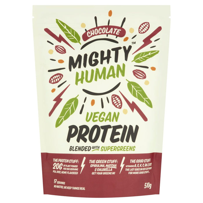 مسحوق البروتين النباتي للشوكولاتة البشرية مايتي هيومان، 510 جم