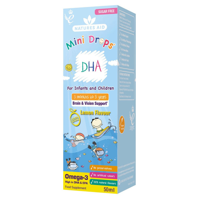 Nature Aid Mini Tropfen DHA Omega 3 für Säuglinge & Kinder 50 ml