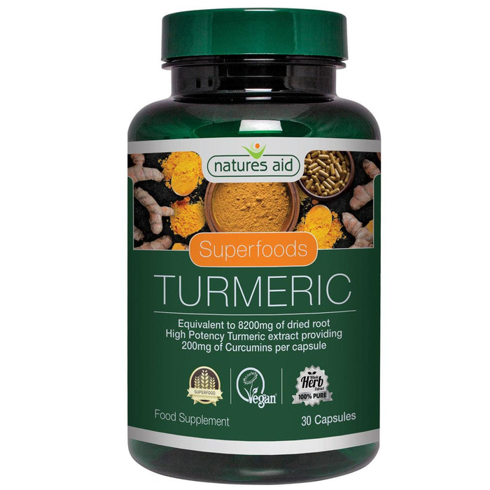 Natures Aid Superfoods Tumeric Supplement Capsules 8200mg 30 per pack