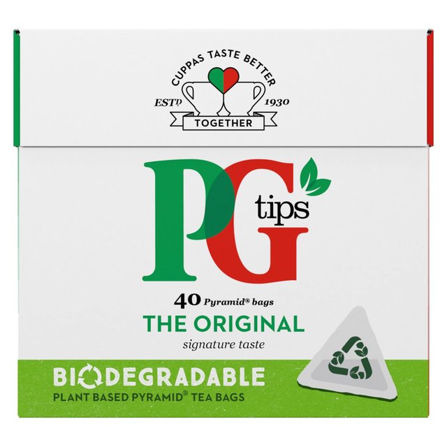 أكياس شاي PG Tips الهرمية القابلة للتحلل البيولوجي، 40 كيسًا في كل عبوة