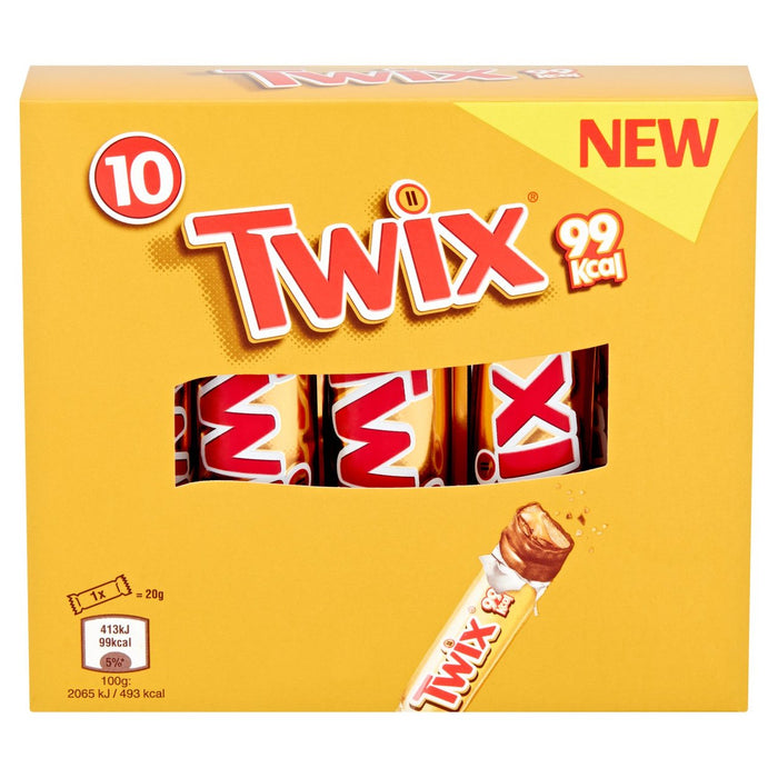 Twix 99kcal Chocolate Keks Snack Bars Multipack 10 x 20g