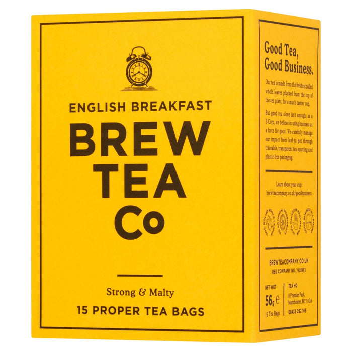Brew Tea Co English Breakfast Tea Sacs 15 par paquet