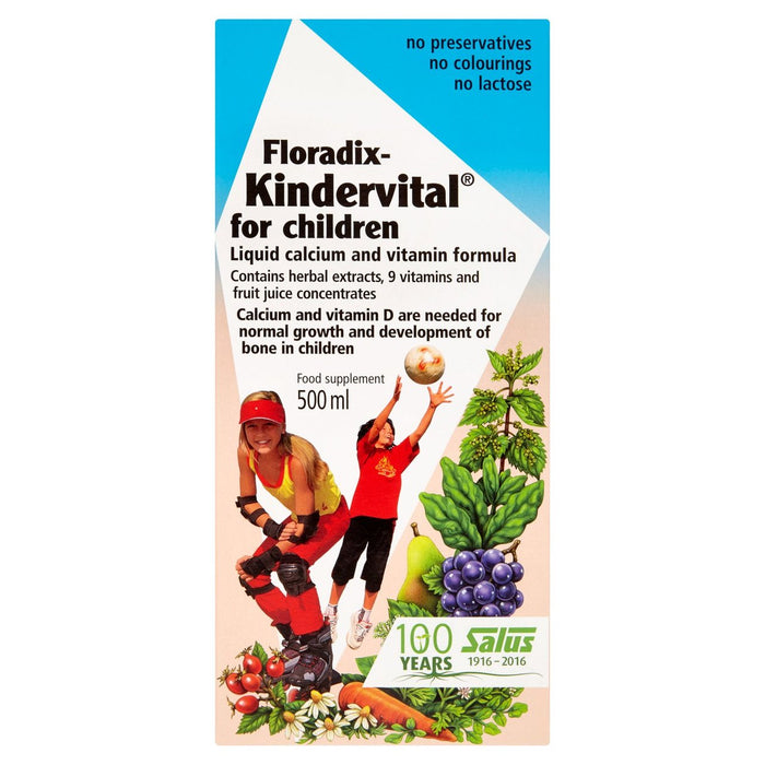 Floradix Kindervital Kid's Liquid Calcium and Vitamin Formula 3yrs + 500ml