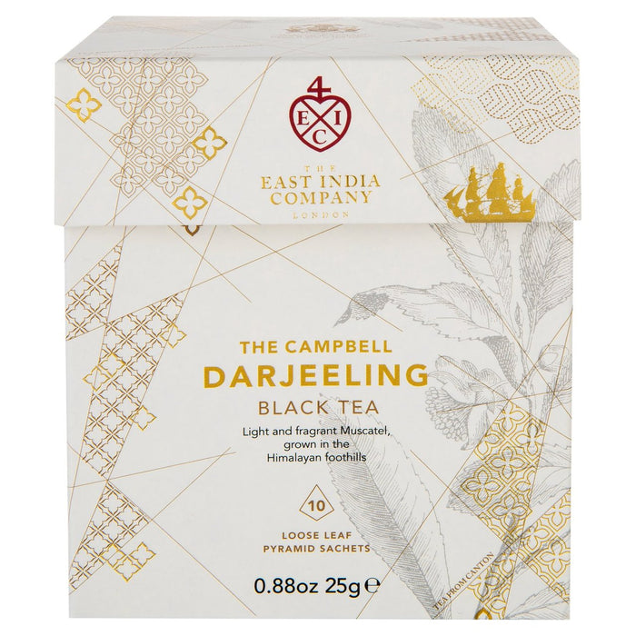 The East India Company Campbell Darjeeling Bolsas piramidales de té negro 10 por paquete