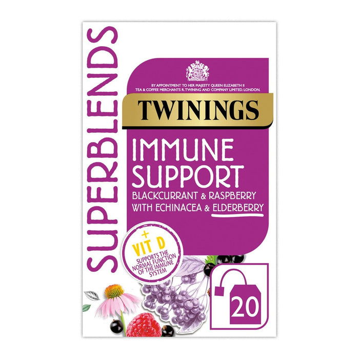 Twinings Superblends دعم المناعة بالكشمش الأسود والتوت 20 لكل عبوة