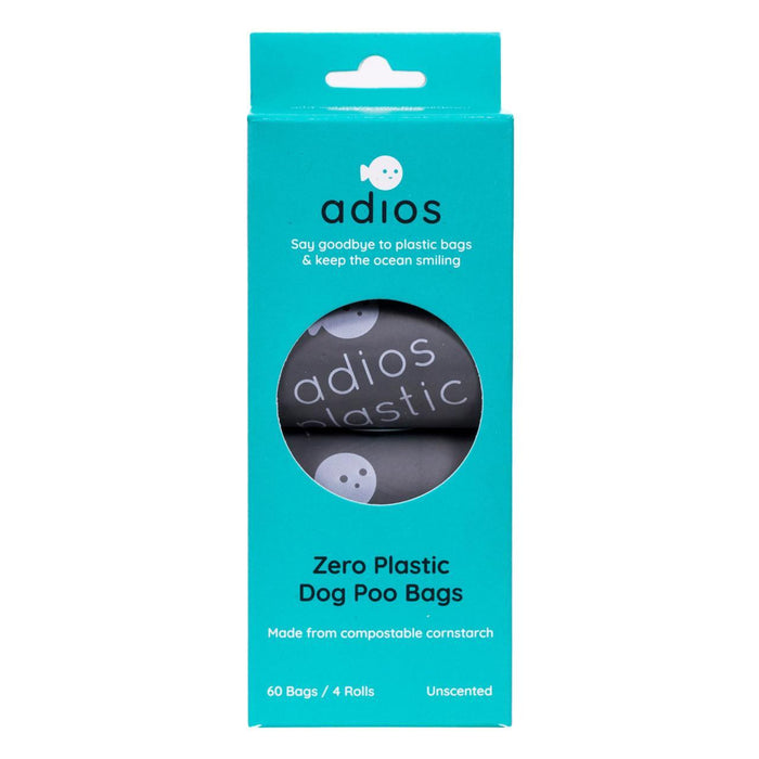 Adios Compostable et biodégradable Dog Poo Sacs Gray 60 par pack