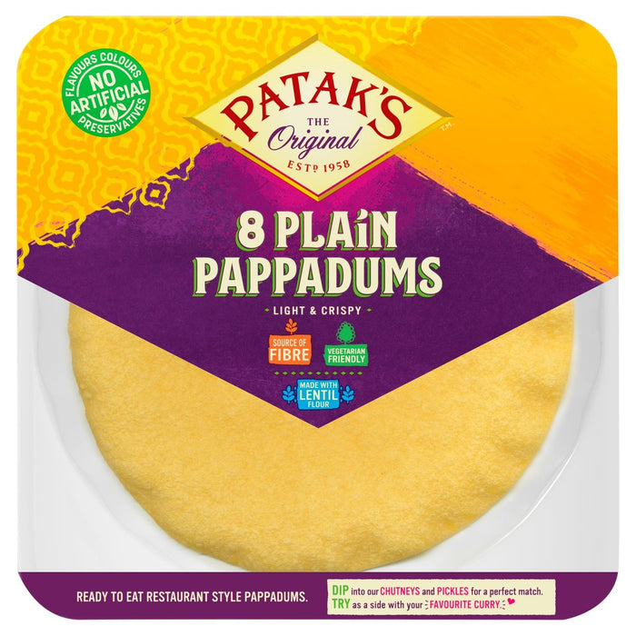 Patak's Plain Pappadums 8 par paquet