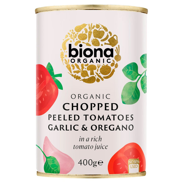 بيونا طماطم عضوية مقطعة مع الثوم والأوريجانو 400 جرام