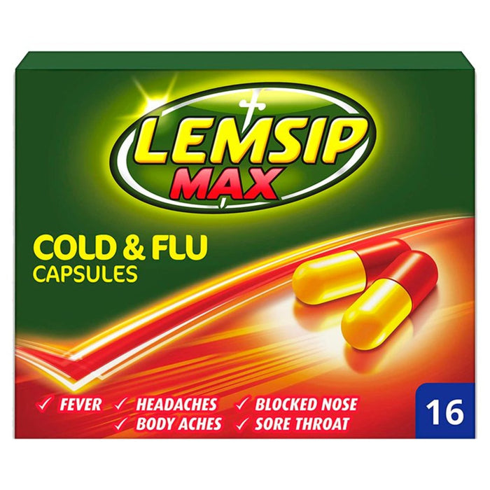 كبسولات Lemsip Max لنزلات البرد والأنفلونزا 16 كبسولة في العبوة