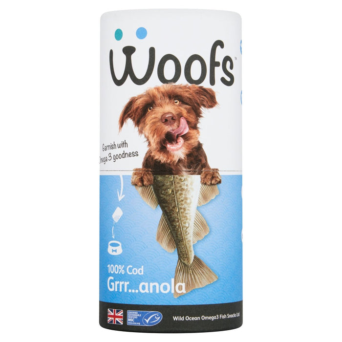 Woofs Cod Granola Sprinkle 100٪ سمك MSC طبيعي 100 جرام