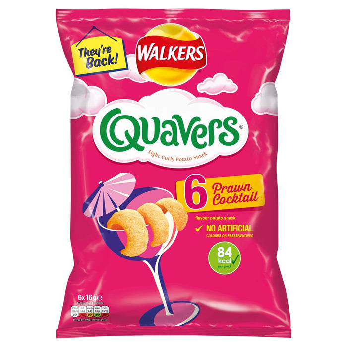 Walkers Quavers Prawn Cocktail Multipack Snacks 6 par pack